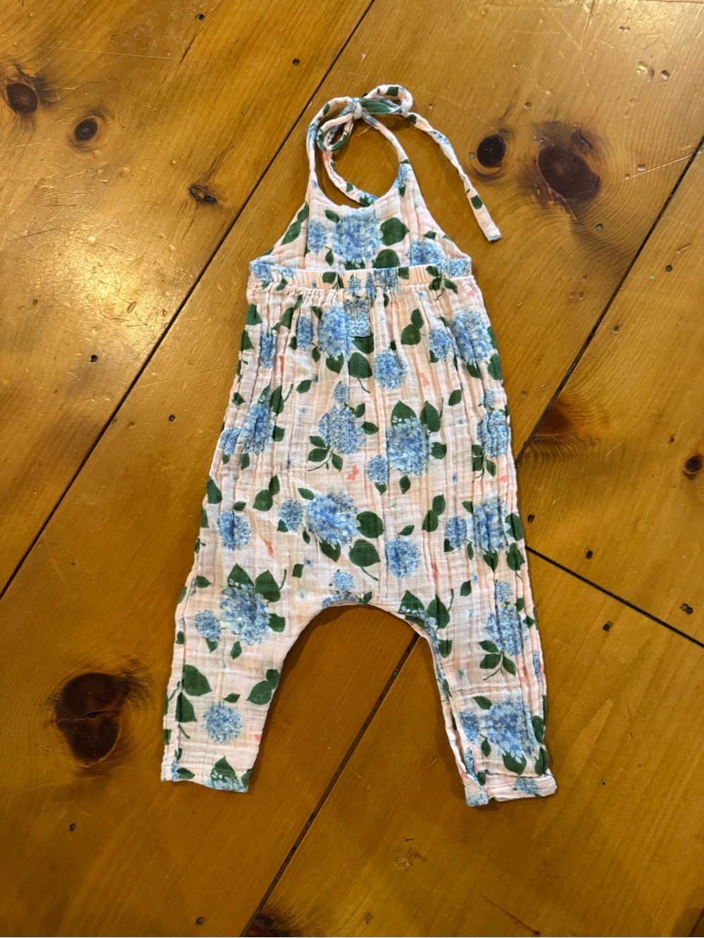 Angel Dear Tie Back Cotton Muslin Halter Onesie Jumpsuit, 18-24 mo